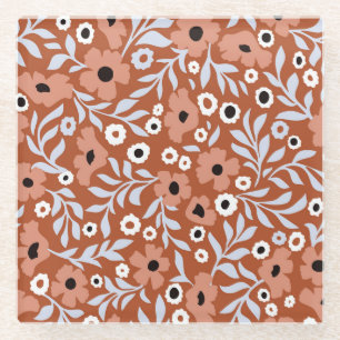 Posavasos De Vidrio Flores de margarita antiguas: fondo abstracto.