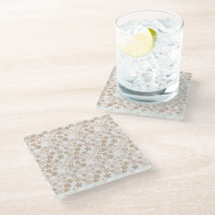 Posavasos De Vidrio Flores de margarita beige estética floral Ditsy br