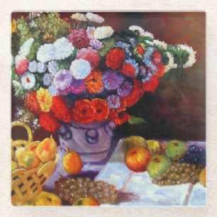 Posavasos De Vidrio Flores de mono y fruta
