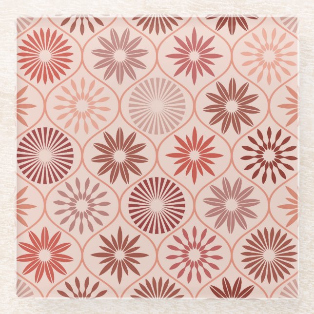 Posavasos De Vidrio Flores de Ogee Boho (Anverso)