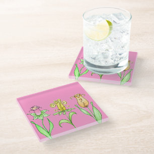 Posavasos De Vidrio Flores de primavera pastel