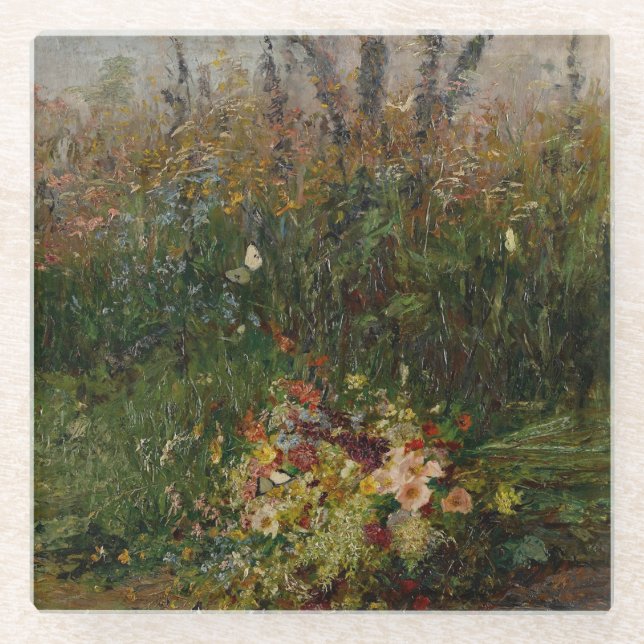 Posavasos De Vidrio Flores de verano del campo (Anverso)