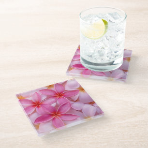 Posavasos De Vidrio Flores de verano rosadas de bonito