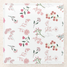 Posavasos De Vidrio Flores Delicadas y Variadas en la impresión de pat