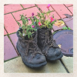 Posavasos De Vidrio Flores en viejos botes