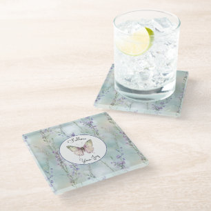 Posavasos De Vidrio Flores lilas bonitas románticas