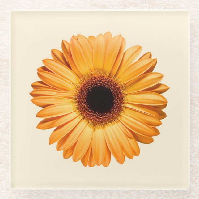 Posavasos De Vidrio Flores | Naranja Gerbera (Anverso)