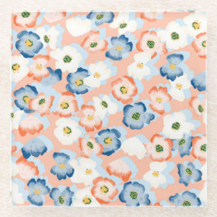 Posavasos De Vidrio Flores pequeñas de color de agua: Patrón de vintag