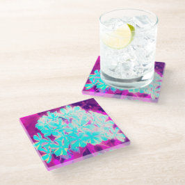 Posavasos De Vidrio Flores Phlox de hierbabuena con hierbabuena azul d