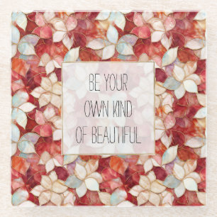 Posavasos De Vidrio Flores rojas y blancas