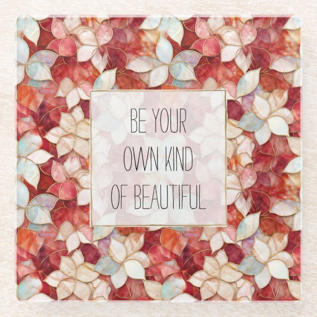 Posavasos De Vidrio Flores rojas y blancas (Anverso)