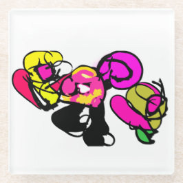 Posavasos De Vidrio Flores rosadas flamencos y alegría