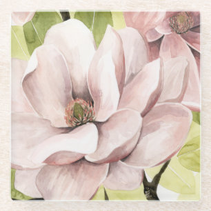 Posavasos De Vidrio Flores Rubor Magnolia