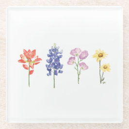 Posavasos De Vidrio Flores salvajes de Texas - Pincel indio, Bluebonne