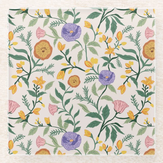Posavasos De Vidrio Flores silvestres (Anverso)