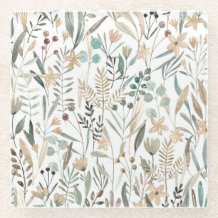 Posavasos De Vidrio Flores silvestres praderas: Encanto acuático.