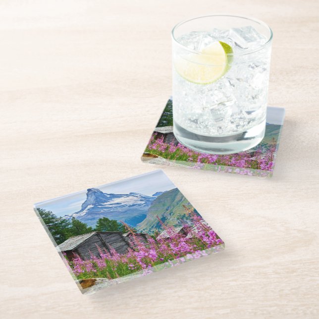 Posavasos De Vidrio Flores | Summer Matterhorn Suiza (Angular)