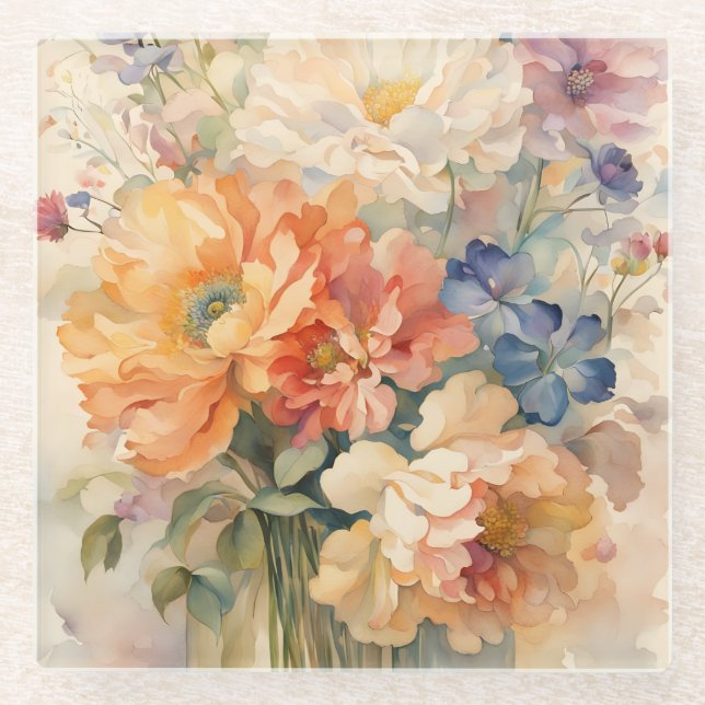 Posavasos De Vidrio flores Trivet (Anverso)