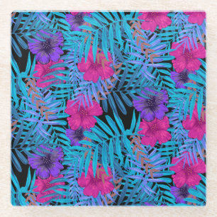 Posavasos De Vidrio Flores tropicales