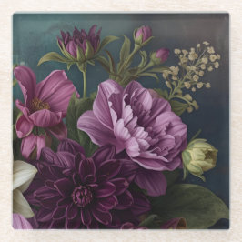 Posavasos De Vidrio Flores Vintage Oscuras