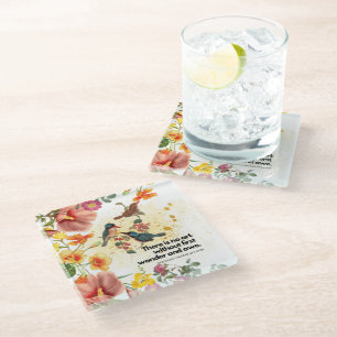 Posavasos De Vidrio Flores y Aves Casas de Vidrio