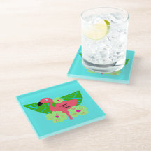 Flores y flamencos tropicales