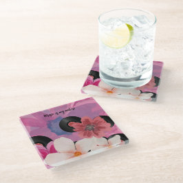 Posavasos De Vidrio Flores y vinilo