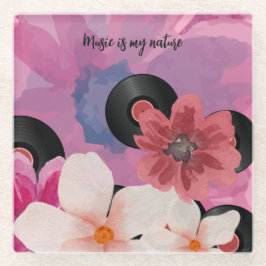 Posavasos De Vidrio Flores y vinilo