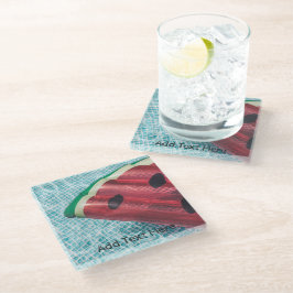 Posavasos De Vidrio Flota de sandía en piscina