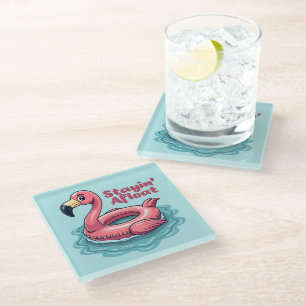 Posavasos De Vidrio Flotador de Flamenco Retro Divertido Verano