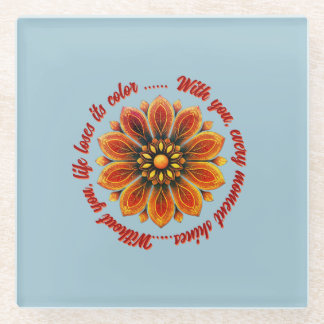 POSAVASOS DE VIDRIO FLOWER GIFT MOM DAUGHTER SISTER TEACHER FRIEND