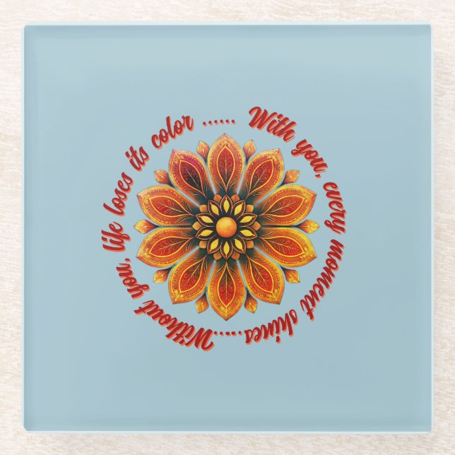 POSAVASOS DE VIDRIO FLOWER GIFT MOM DAUGHTER SISTER TEACHER FRIEND (Anverso)