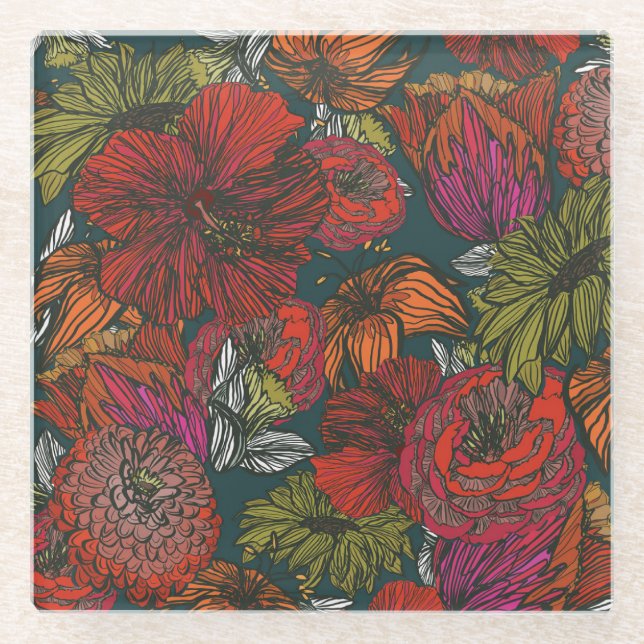 Posavasos De Vidrio Flower Medley (Anverso)