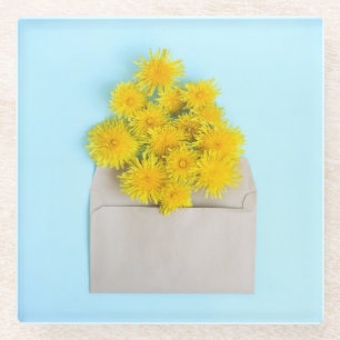 Posavasos De Vidrio Flowers   Dandelions in Envelope