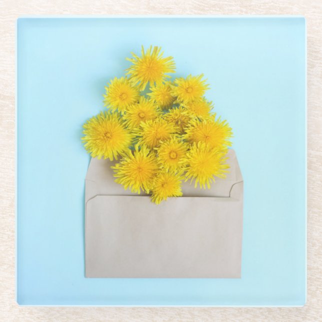 Posavasos De Vidrio Flowers | Dandelions in Envelope (Anverso)