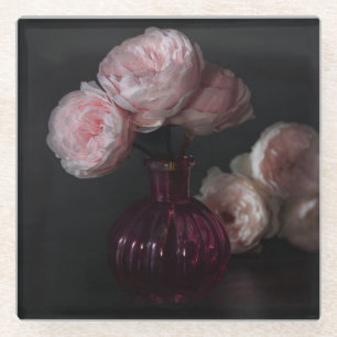 Posavasos De Vidrio Flowers   Pale Pink Peonies in Vase