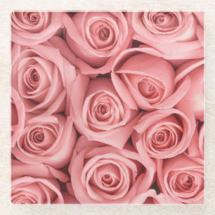 Posavasos De Vidrio Flowers   Pink Roses