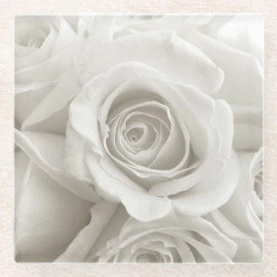 Posavasos De Vidrio Flowers   White Roses