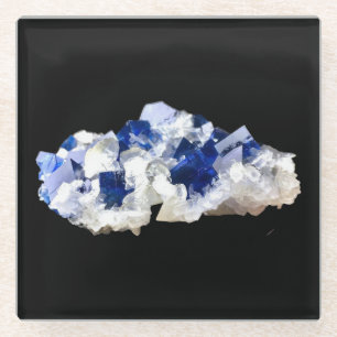 Posavasos De Vidrio Fluorita Gemstone Cristal Aura Azul Profundo Encan