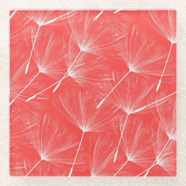 Posavasos De Vidrio Flying Dandelion Semilla Fondo Vintage. (Anverso)