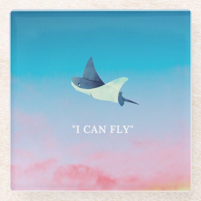 Posavasos De Vidrio Flying Stingray (Anverso)