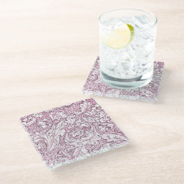 Posavasos De Vidrio Follaje barroco ornamentado rosa