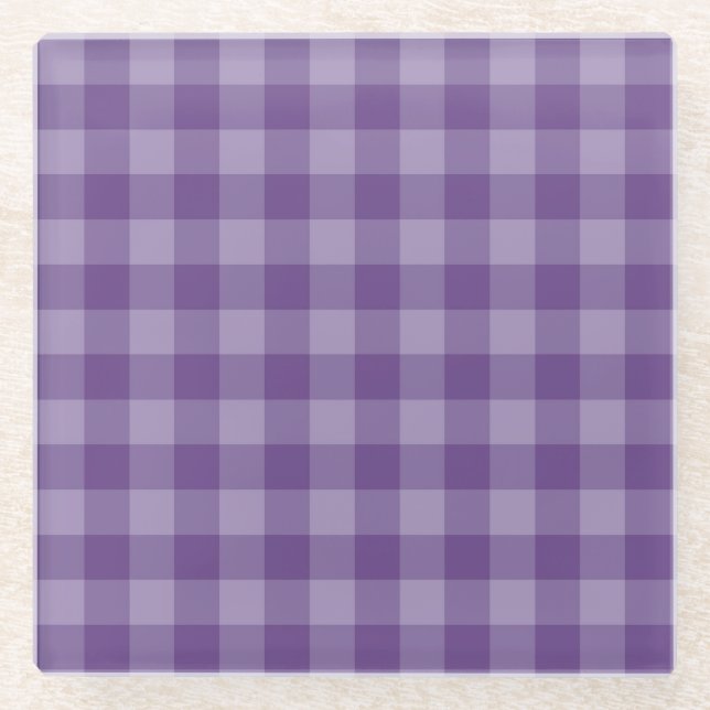 Posavasos De Vidrio Fondo a cuadros violeta (Anverso)