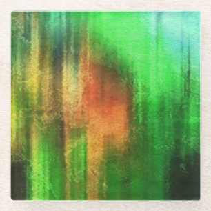 Posavasos De Vidrio fondo abstracto de la acuarela del arte en el