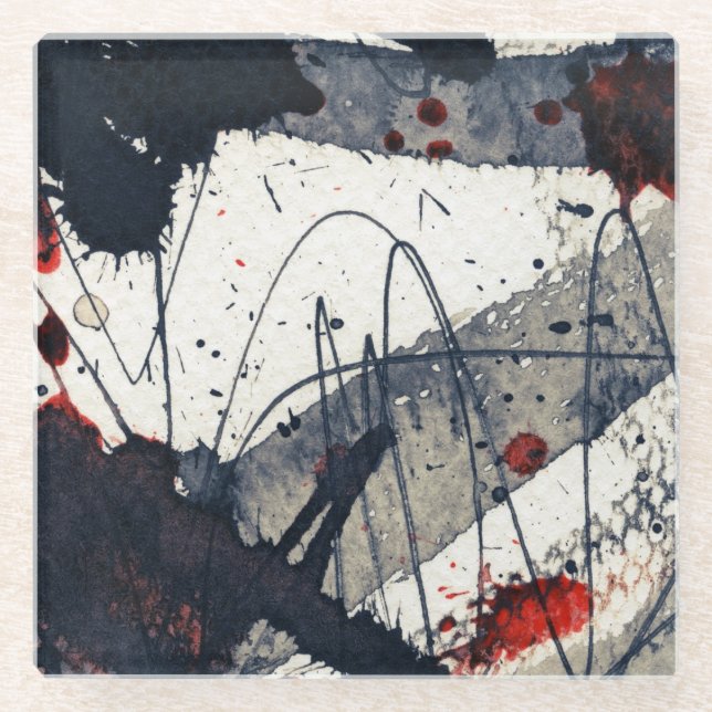 Posavasos De Vidrio Fondo abstracto del grunge, textura de la tinta (Anverso)