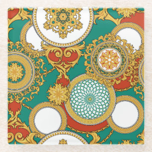 Posavasos De Vidrio Fondo árabe elegante dorado