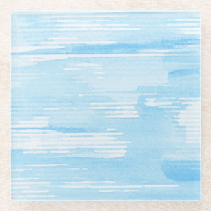 Posavasos De Vidrio Fondo azul abstracto de la acuarela, textura. 2