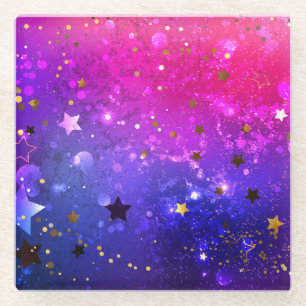 Posavasos De Vidrio Fondo azul rosa brillante