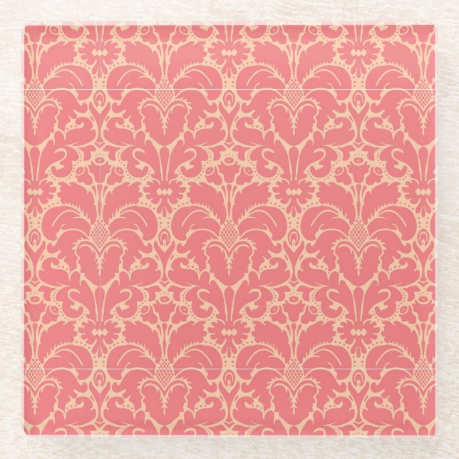 Posavasos De Vidrio Fondo barroco del damasco del estilo (Anverso)