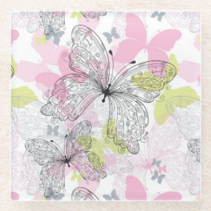 Posavasos De Vidrio Fondo con la mariposa